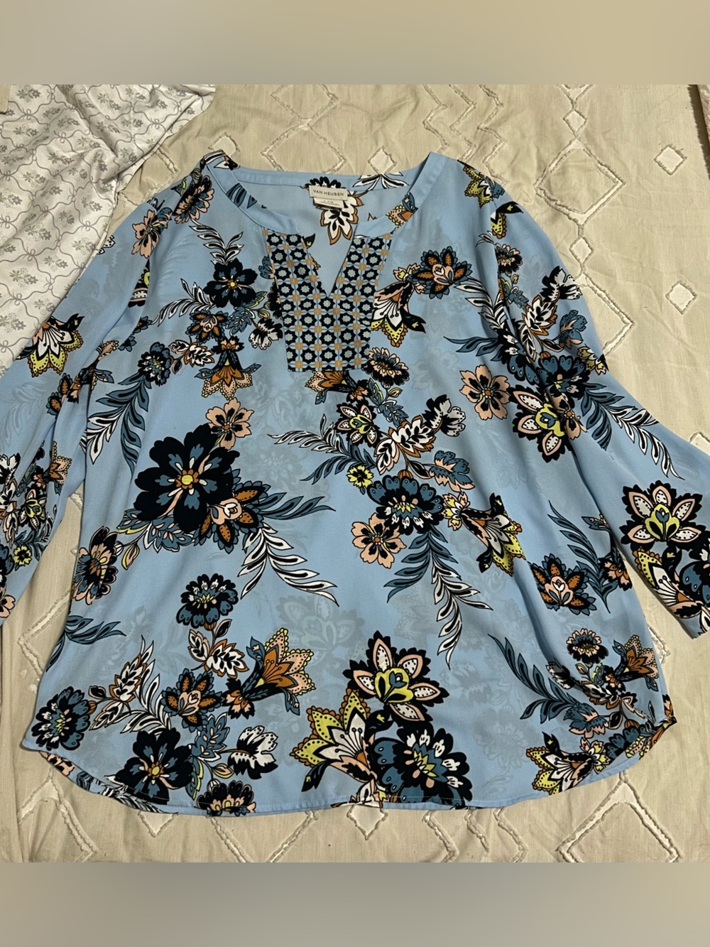 Light blue Van Heusen floral blouse